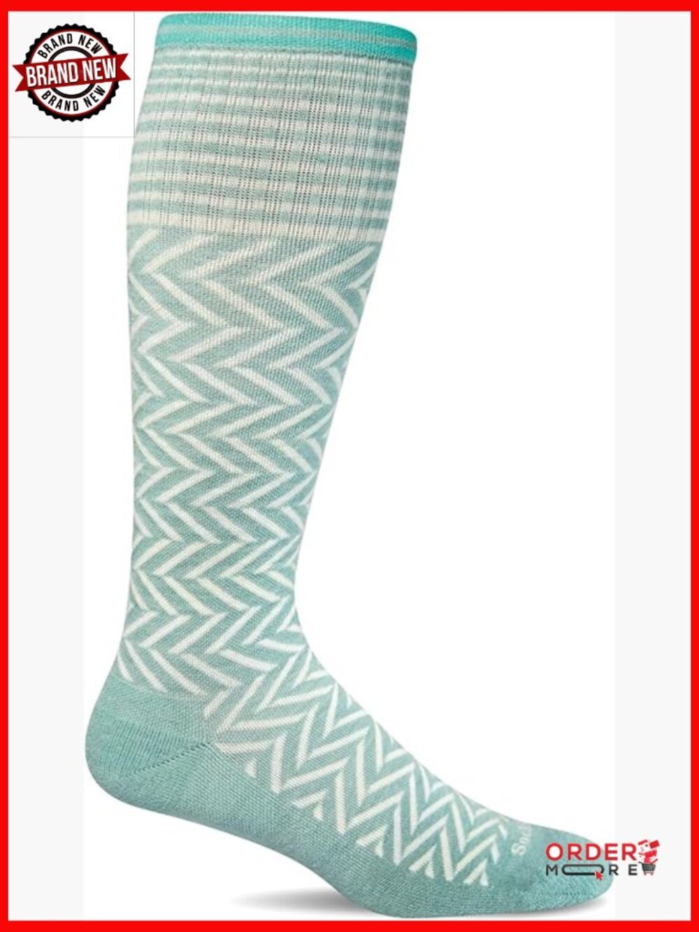 Moderate Graduated Compression Socks - Chevron Pattern, Merino Wool Blend,